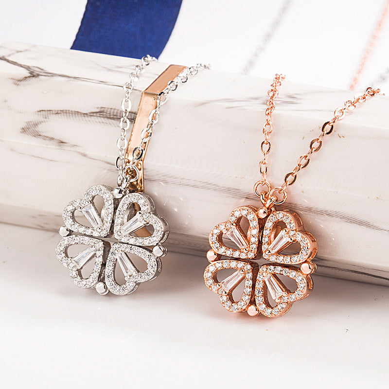 שרשרת לב כסף או רוז גולד עם אבני זירקון – עיצוב נשי ואלגנטי