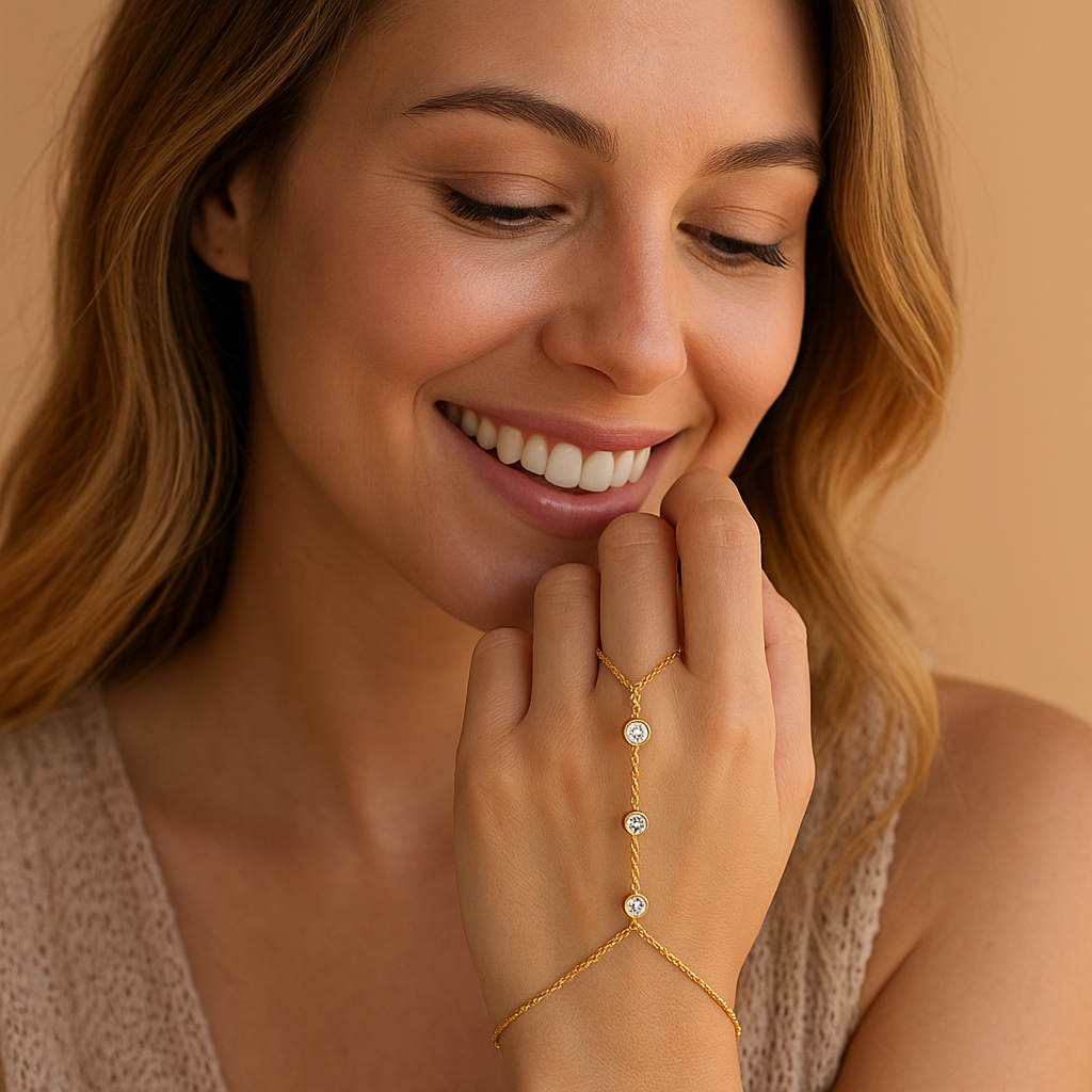 צמיד כסף מצופה זהב לנשים – עיצוב עדין עם אבני זירקון