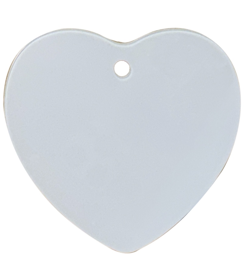 זכוכית דקה בצורת לב לתלייה 65x76 מ״מ עם תמונה אישית ושרוך זהב