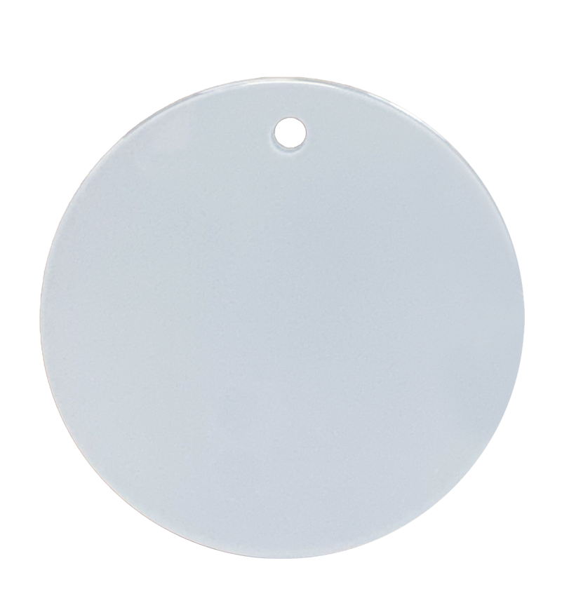 זכוכית דקה עגולה לתלייה בקוטר 73 מ״מ עם תמונה אישית ושרוך זהב