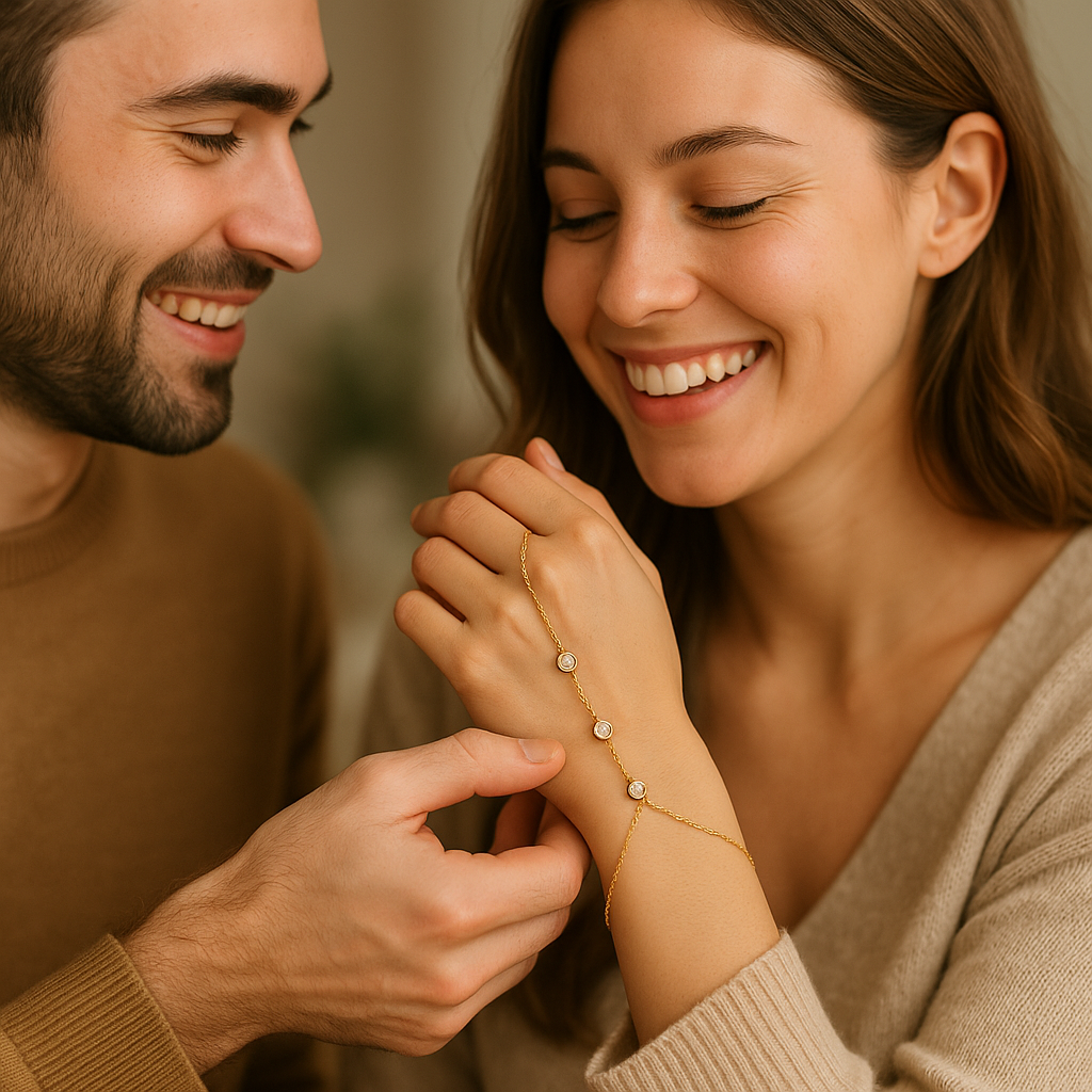 צמיד כסף מצופה זהב לנשים – עיצוב עדין עם אבני זירקון