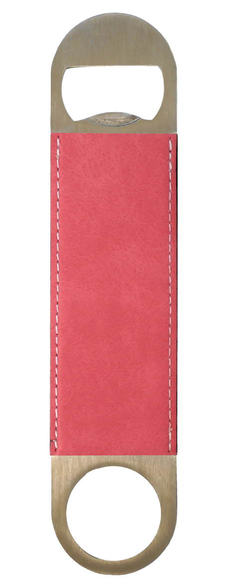 פותחן בקבוקים מאורך בציפוי עור – לבן / חום / ורוד עתיק עם הדפסה אישית