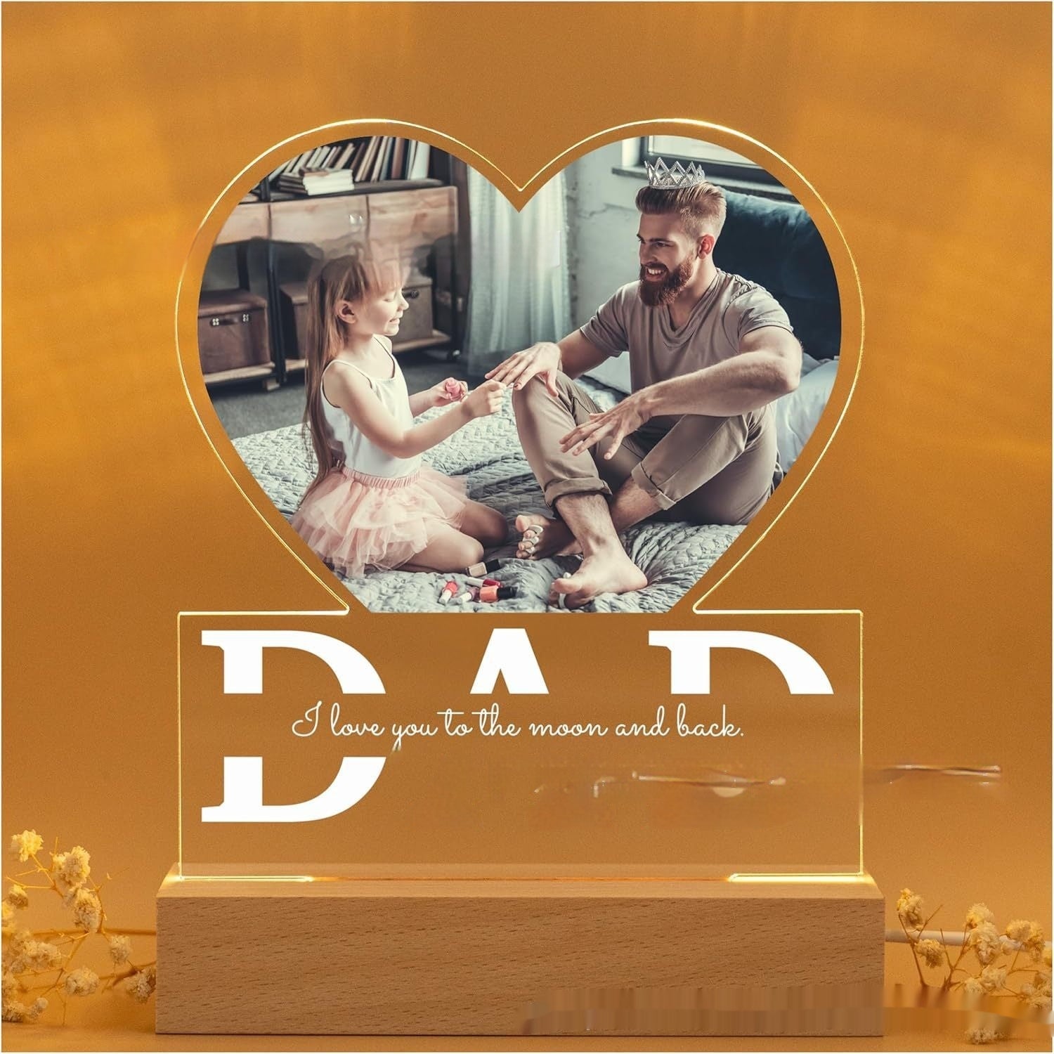 מנורת אקריל עם תמונה אישית – מתנה מרגשת לאבא