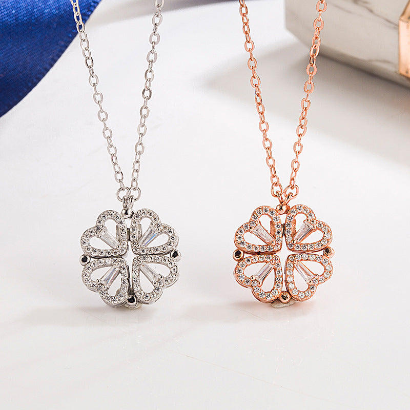 שרשרת לב כסף או רוז גולד עם אבני זירקון – עיצוב נשי ואלגנטי